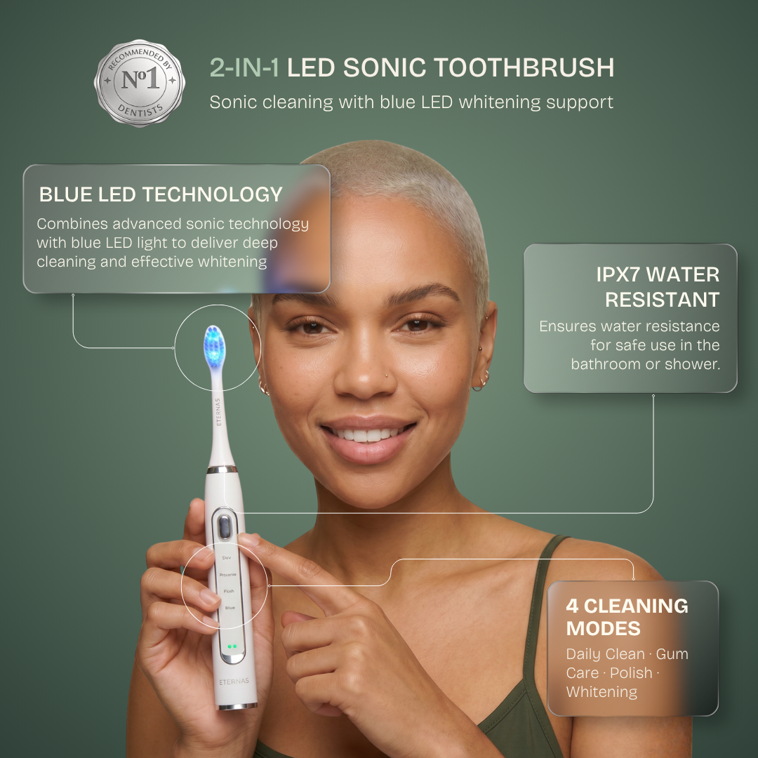 Escova de dentes elétrica 2 em 1 com LED