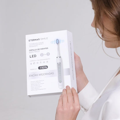 Escova de dentes elétrica 2 em 1 com LED